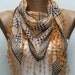 Plaid  Scarf -  Cotton Scarf  Cowl with  Lace Edge