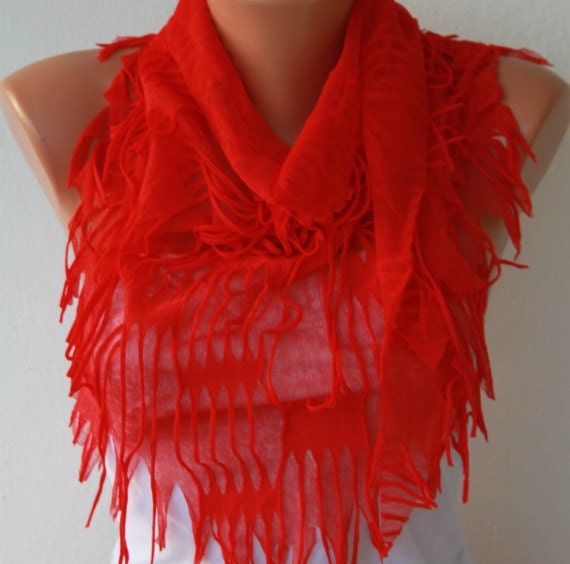 Red  Shawl Scarf -  Cowl
