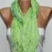 Plaid Green Shawl Scarf -  Cowl