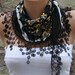 Black Scarf - Cotton Scarf - Cowl Scarf with Lace Edge - fatwoman