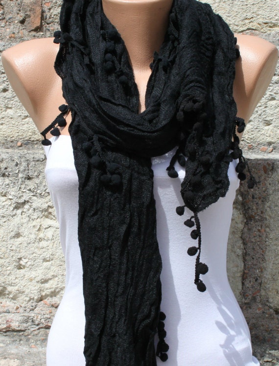 Black Women Shawl Scarf - Cowl