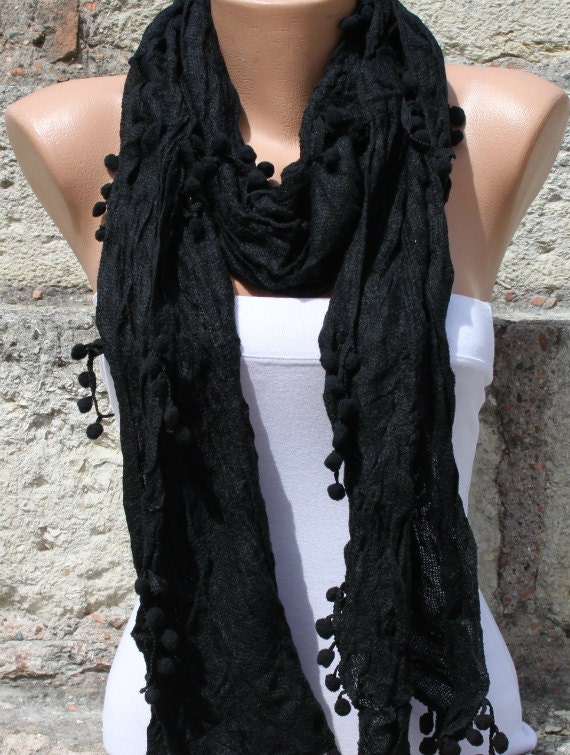 Black Women Shawl Scarf - Cowl
