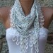 Polka Dot Scarf - Shawl - Cowl with Lace Edge White - fatwoman - Bridesmaids Gifts