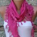Hot Pink  Scarf  -  Cotton Scarf  -  Cowl with Lace
