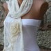 Creamy White Lace Shawl Scarf - Cowl bridesmaid gifts - fatwoman
