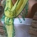 Yellow Scarf - Cotton Scarf - Cowl with Green Lace Edge
