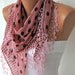 BIG SALE Polka Dot Scarf - Cotton Scarves - Cowl with Lace Edge - Cinnamon