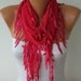 Hot Pink  Scarf - Pashmina Scarf  -  Cowl Scarf  with Lace Edge - - fatwoman