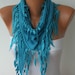 Pashmina Scarf  -  Cowl with Lace Edge - Dodger Blue Scarf