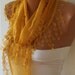 Cotton  Scarf - Shawl -  Cowl with Lace Edge   - Mustard - fatwoman