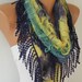 Purple Multicolor Scarf -  Cowl with Lace Edge by Fatwoman