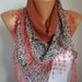 Scarf Shawl - Cotton Weddings Scarves - Cowl with Lace Edge - Burnt Umber