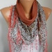 Scarf Shawl - Cotton Weddings Scarves - Cowl with Lace Edge - Burnt Umber
