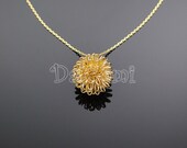 FIRESALE)  B42-16K Gold Dandelion Ball Necklace