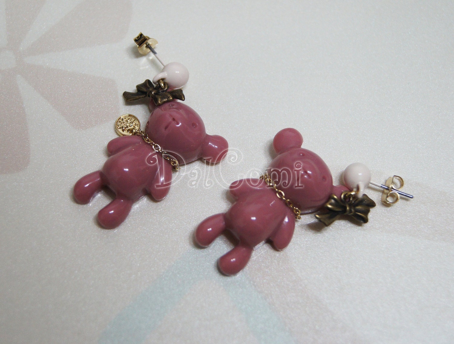 A88-Cute Pink Bear Post Earrings