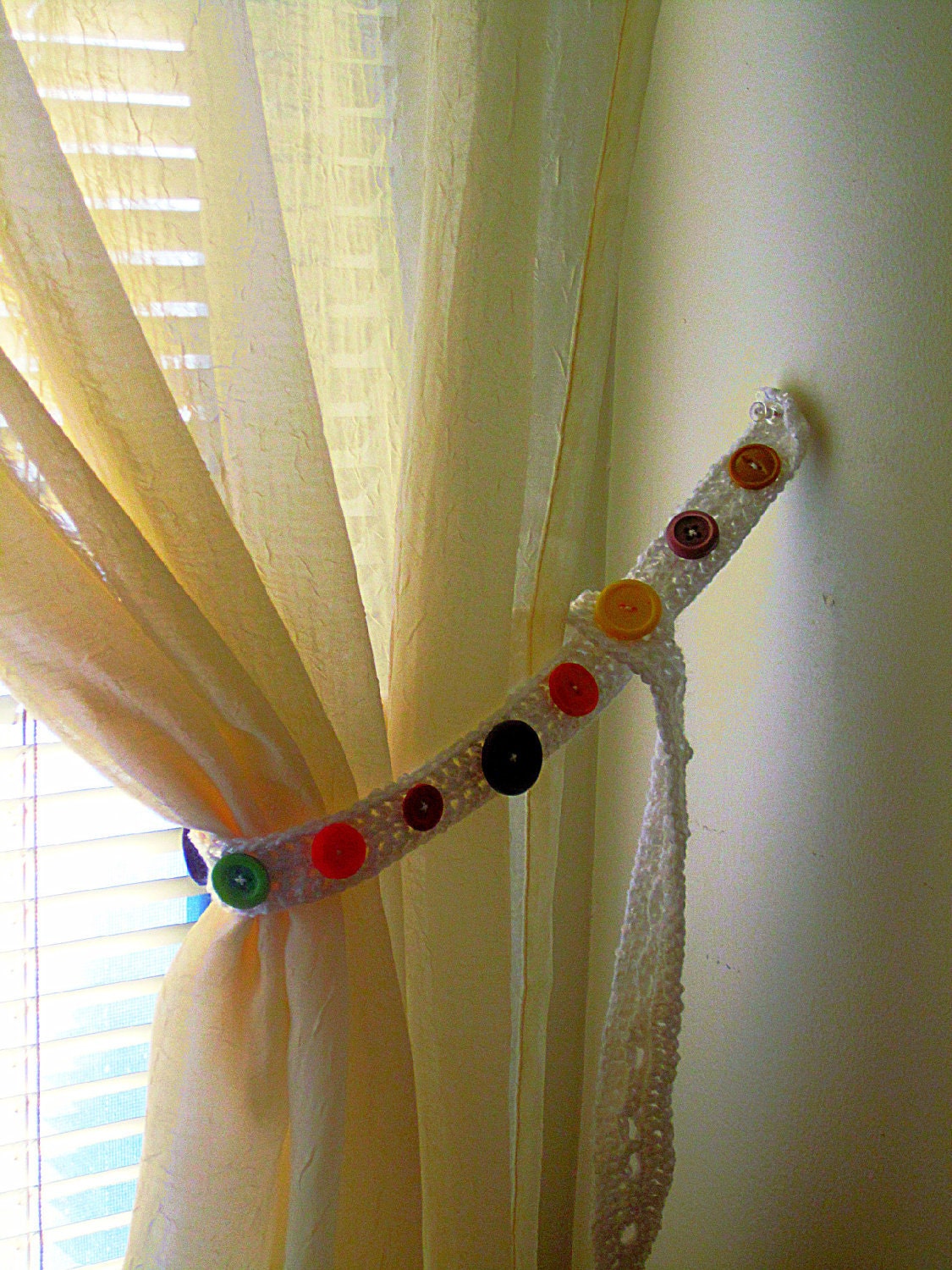 Handmade Crochet Curtain Button Tie Back