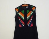 Vintage Dress with chevron stripes Size L