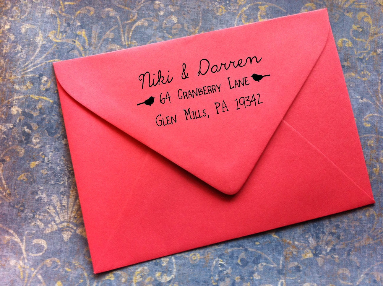 CUSTOM Calligraphy Return Address Stamp -  Great for Housewarming, Wedding, Baby Gifts