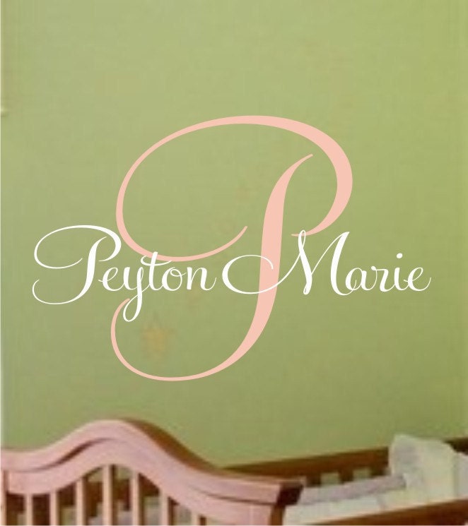 Large Baby Girl Nursery Custom Monogram Name Vinyl Wall Lettering Art Decal -Great for a baby, young girl, or teen's bedroom  (Larger Size)
