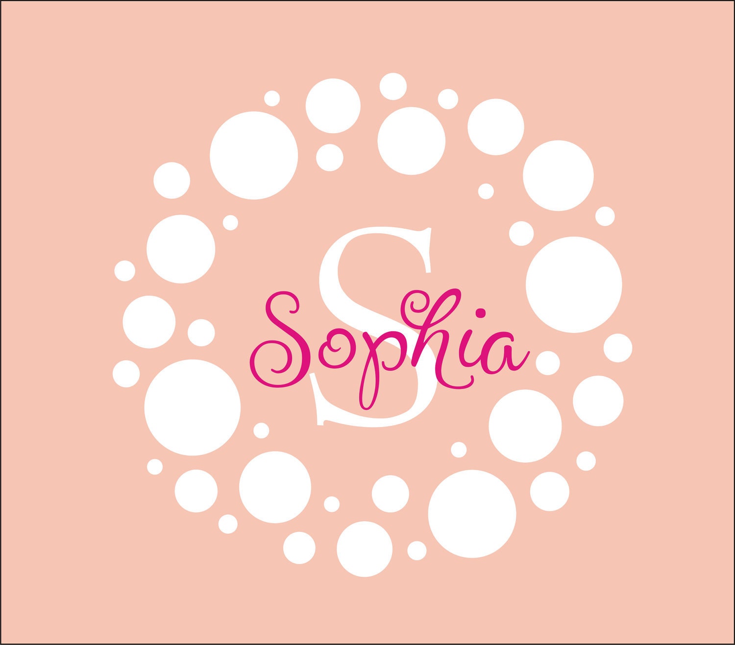 Polka Dot Custom Monogram Children Wall Decal- Vinyl Lettering Wall Art -Great for a baby, girl, or teen's bedroom