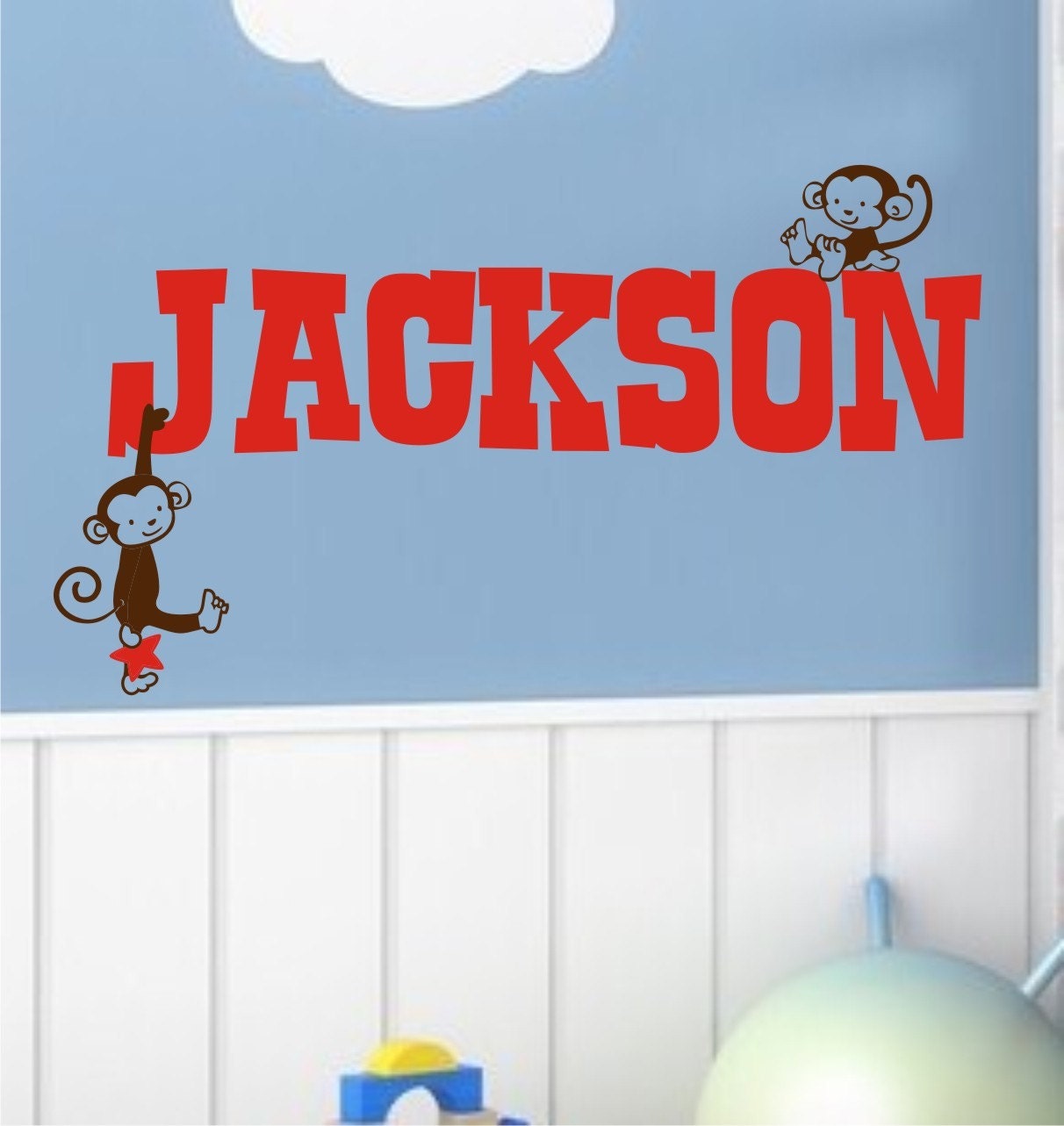Custom Name with Monkeys Vinyl Decor