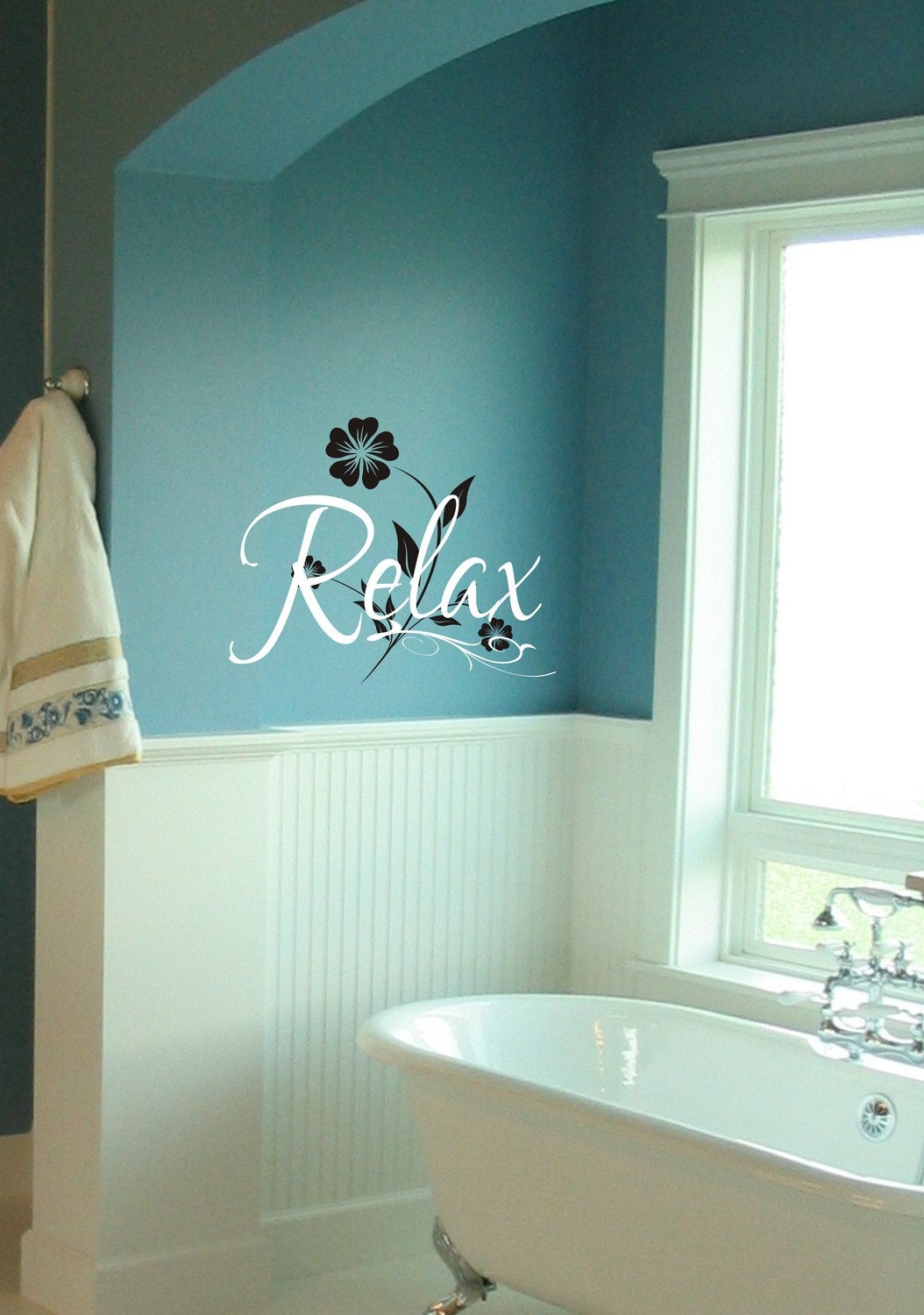 Relax Bathroom Vinyl Lettering - Vinyl Decal