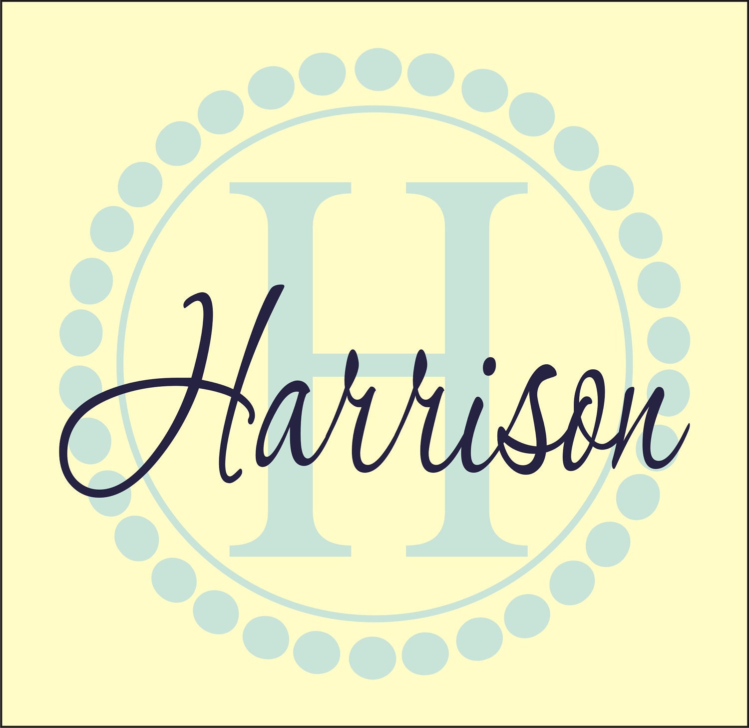 Childrens Decor Boys Vinyl Circle Name Wall Decal Monogram for Nursery or Bedroom Vinyl Wall Decal -Vinyl Lettering -Vinyl Wall Art Sticker