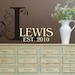 Custom Monogram Name & Initial with Established Date Vinyl Lettering -Vinyl Decal - Vinyl Wall Art