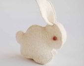 Snow white felted bunny rabbit soft animal toy -- Handmade felt pure merino wool