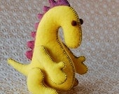 YELLOW felt DRAGON toy Handmade in Canada Pure Wool Year of the Dragon