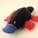 FELTED PLATYPUS TOY Black Red and Blue Handmade in Canada Pure Merino Wool