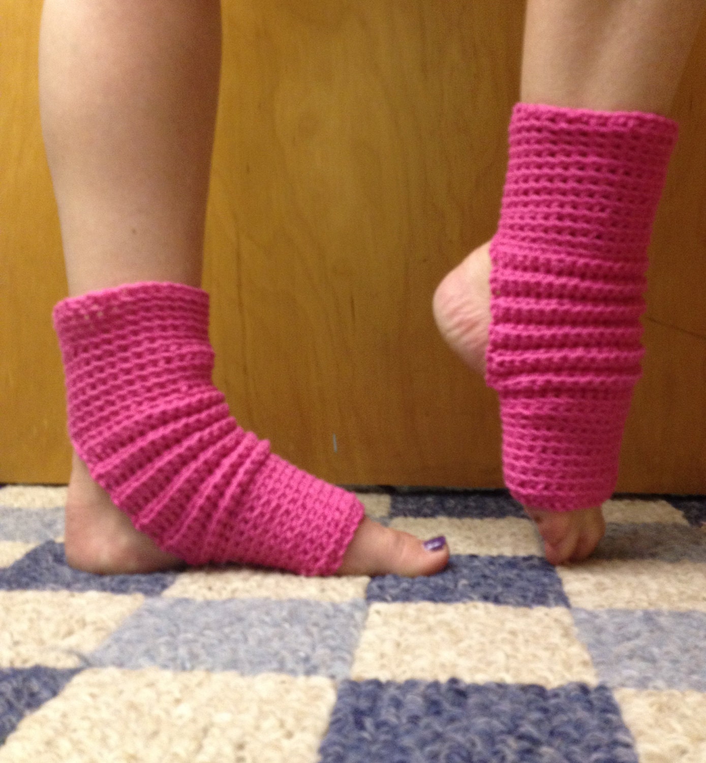 Yoga Socks in Bright Pink Cotton  US Grown