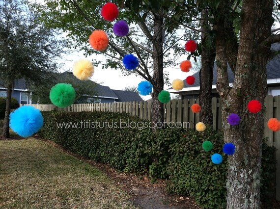 Set of 4 Rainbow Pom Garlands Il_570xn