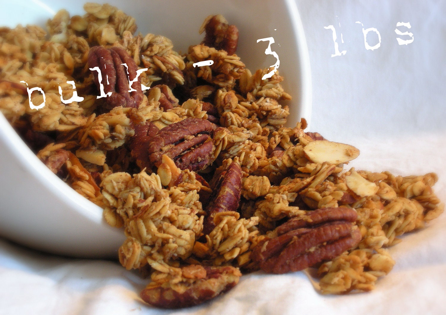 3 LBS BULK Customize your flavor Oatmeal Cookie Gourmet Granola - all natural & vegan - pecans, almonds, oats