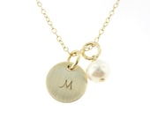 Hand Stamped 14k Gold Filled Initial Charm Necklace