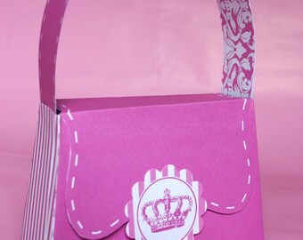 Princess Handbag - Girls Birthday Party Gift Box - DIY PRINTABLE FILE by Sassaby