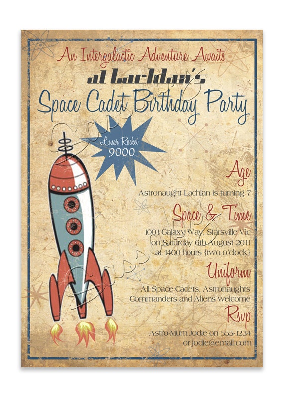 Space Cadet Boys Birthday Party Invitation - DIY PRINTABLE FILE Il_570xn
