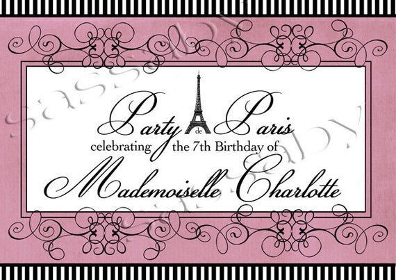 Party Sign Party de Paris - Girls Birthday - DIY PRINTABLE FILE by Sassaby Il_570xn