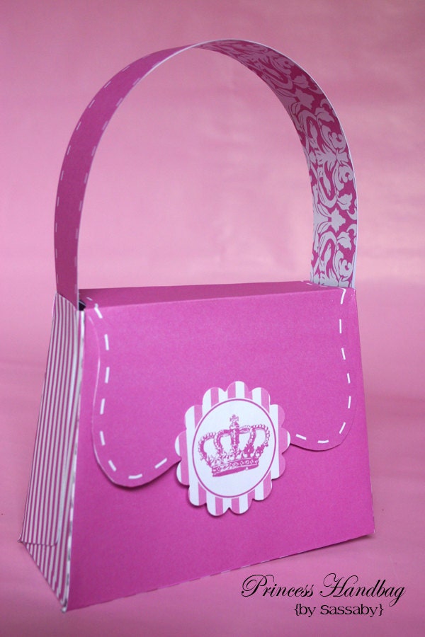 Princess Handbag - Girls Birthday Party Gift Box - DIY PRINTABLE FILE by Sassaby Il_570xn