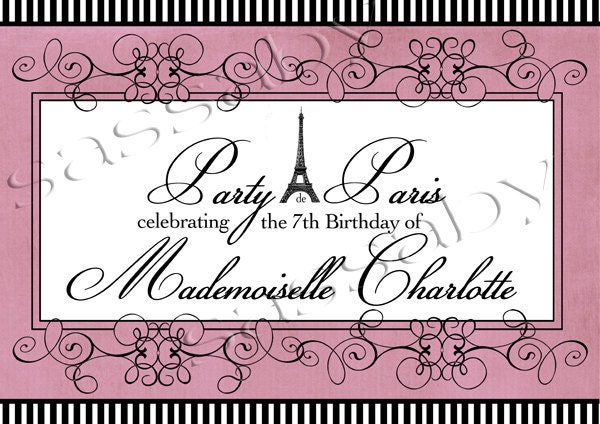 Party Sign Party de Paris - Girls Birthday - DIY PRINTABLE FILE by Sassaby