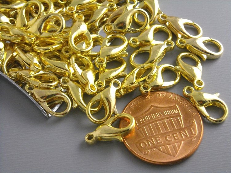 LOBSTER-GOLD-12MMx6MM - 30 pcs Gold Plated Lobster Clasps - 12mm x 6mm