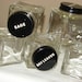 Vintage Spice Jars with Black Metal Screw-on Lids Square Spice Bottles