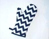 Oven Mitt Chevrons Navy and White - Nautical- Gift Under 20 - Gift for Foodie