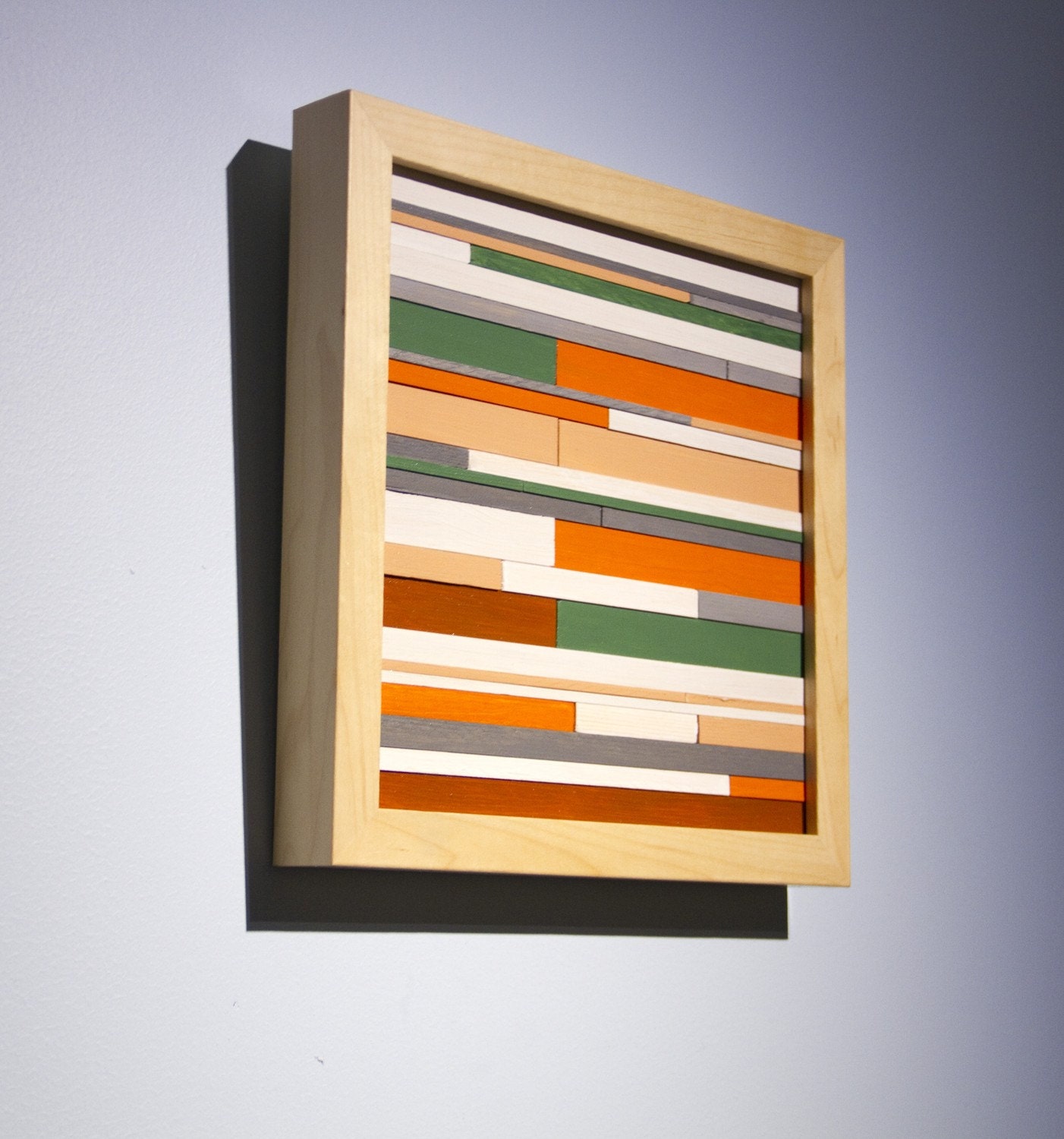 Wood, Fine Art, Original, Framed, Modern Sculpture Unique 11"x11"