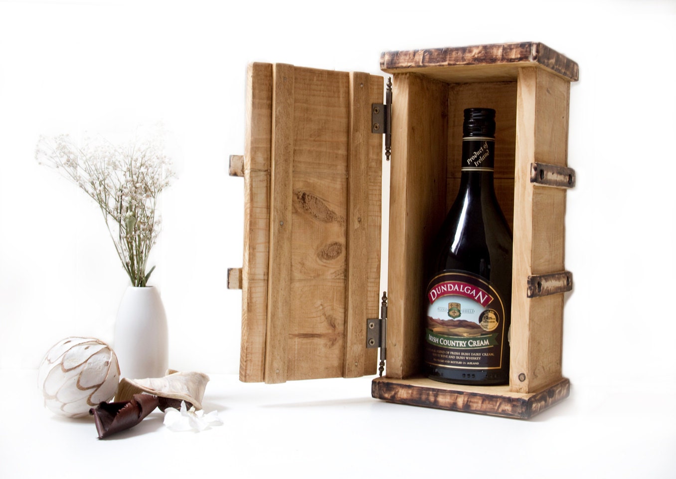 Wine Box, Tool Box, Wooden Christmas Gift Rustic, wood burned