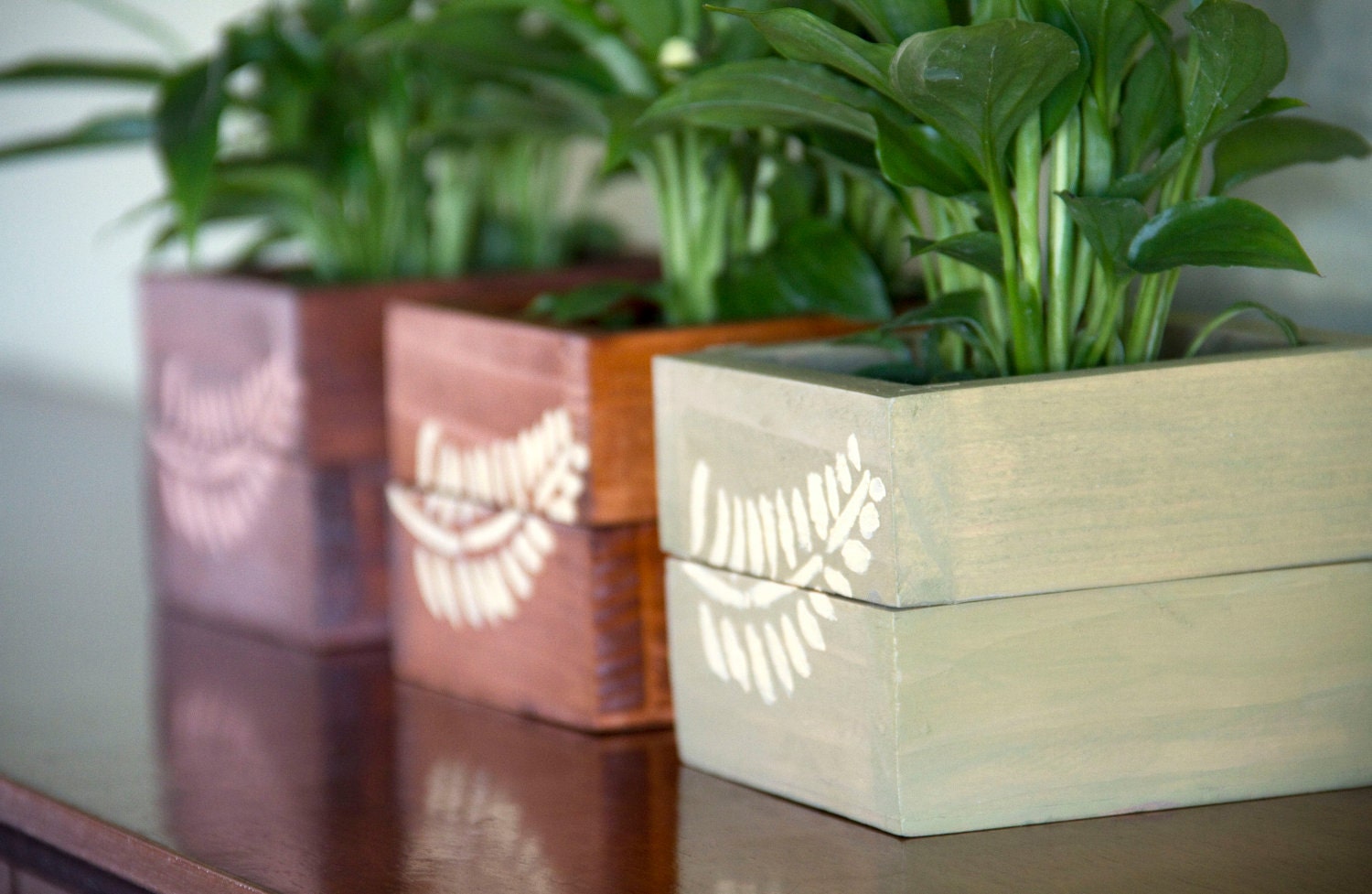 Plant Holder Wooden Pot, Handmade from recycled wood, set of 2