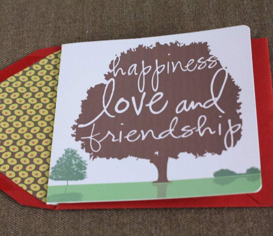 Happiness, Love and Friendship: Thinking of You Card with Calendar