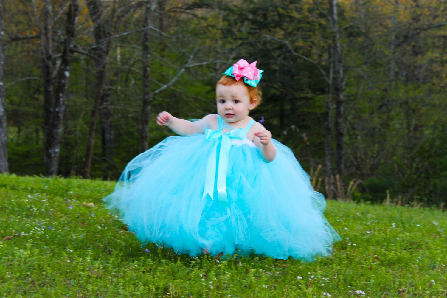 Pixie tutu dress - Aqua Blue - Flower girl dress -Party Dress