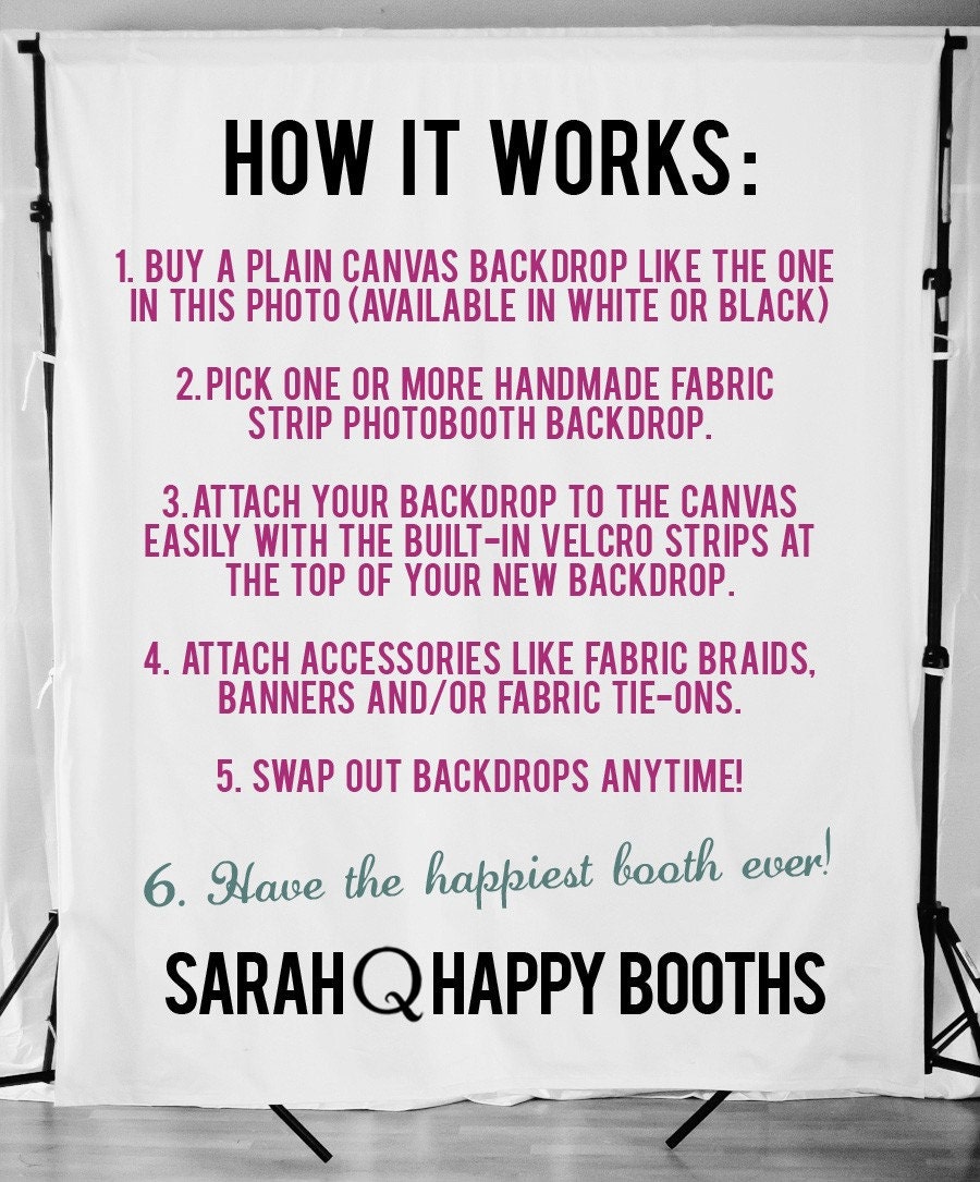 Photo Booth Backdrop - Canvas Photo Booth Background in white or black
