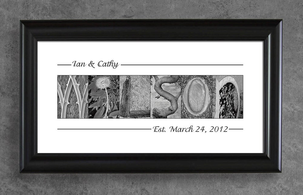 Alphabet Art - Personalized wedding gift, wedding decoration, centerpiece idea, name print